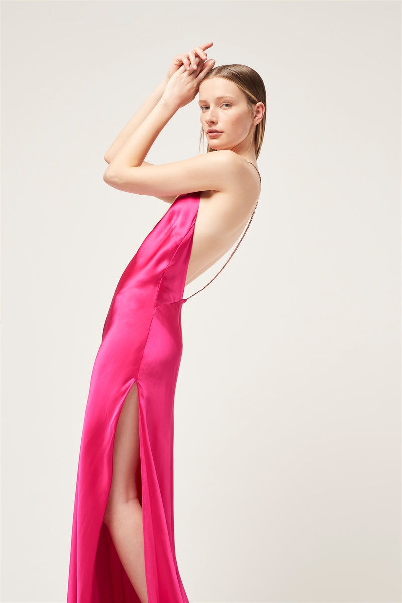 HUDSON BIAS CRYSTALLINE MAXI DRESS - PINK