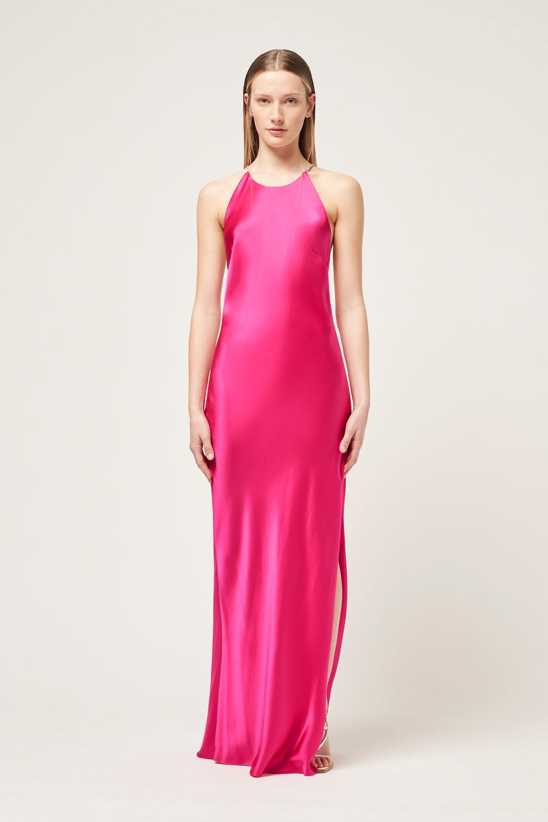 HUDSON BIAS CRYSTALLINE MAXI DRESS - PINK