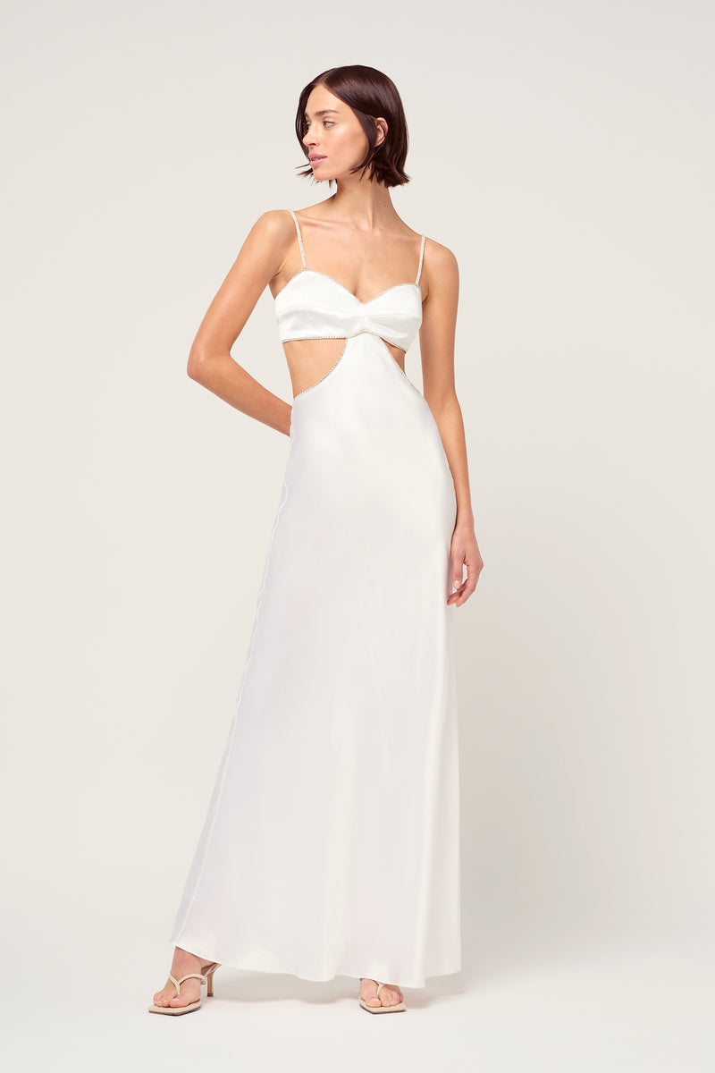 SUSPENDED CRYSTALLINE LUNA DRESS - WHITE