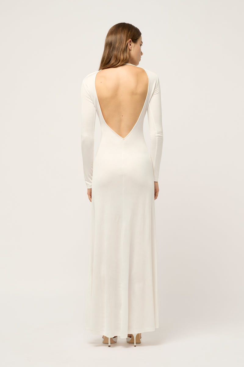 WOMANS REVERSE V NECK MAXI DRESS