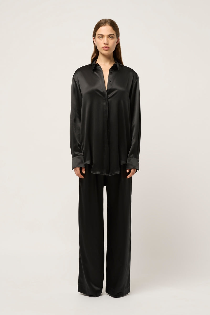 RELAXED SILK BOY PANT - BLACK