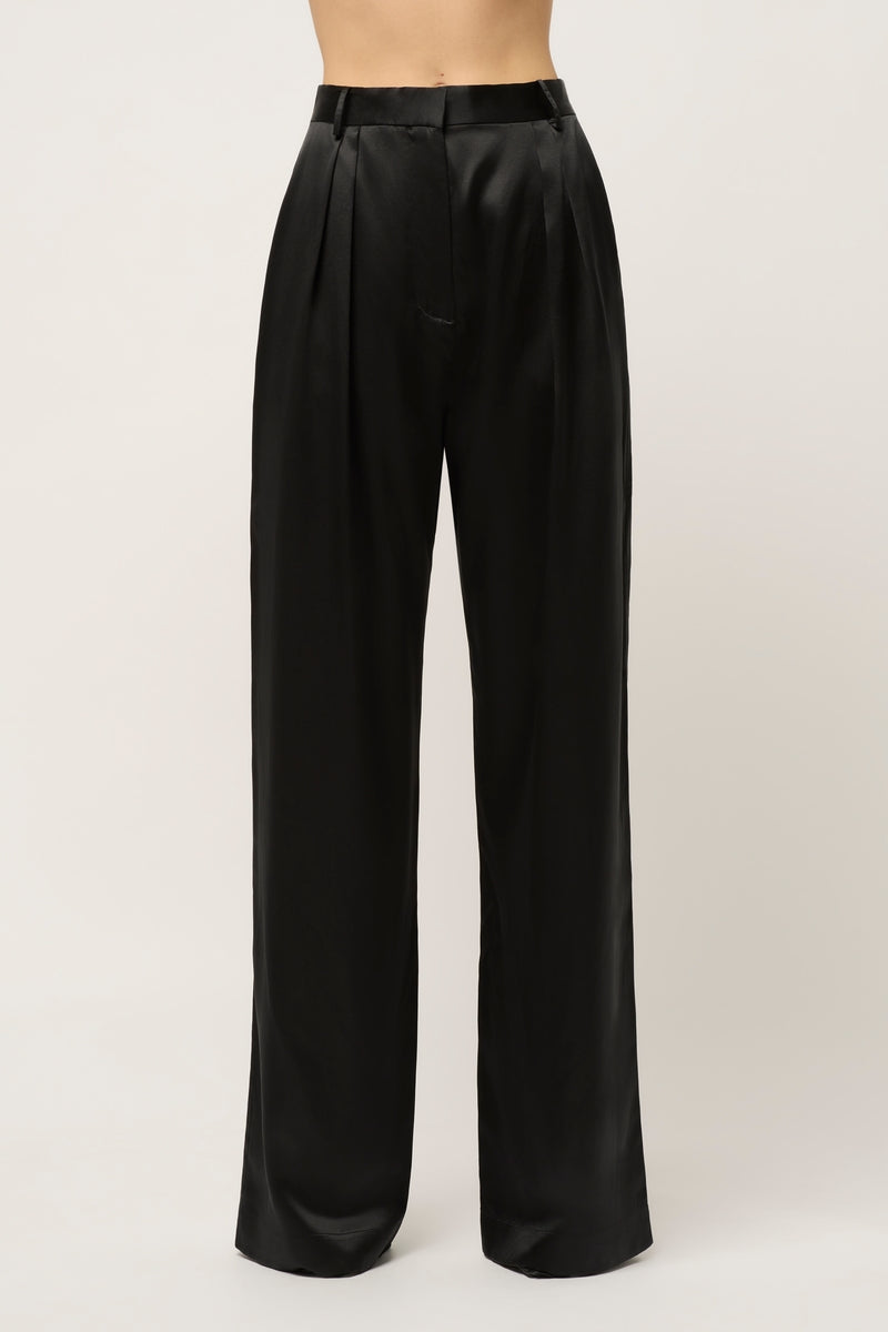 Buy Abraham & Thakore Silk Pants with Pleats | Black Color Women | AJIO LUXE