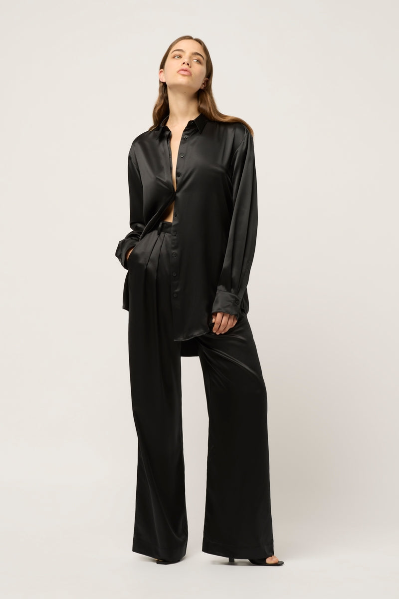 RELAXED SILK BOY PANT - BLACK