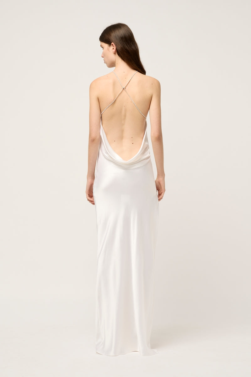 CHARLIE BIAS HALTER DRESS - WHITE