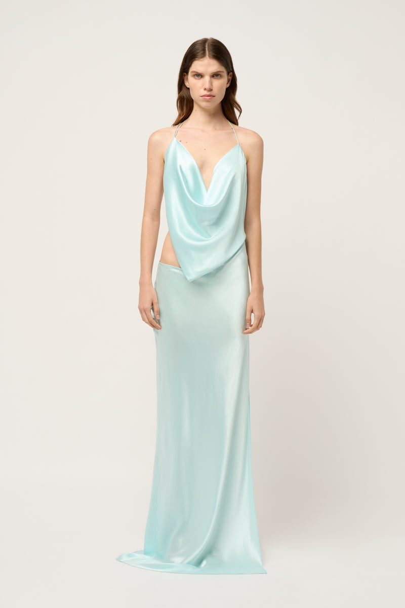 ICED BIAS MAXI DRESS - ICE BLUE