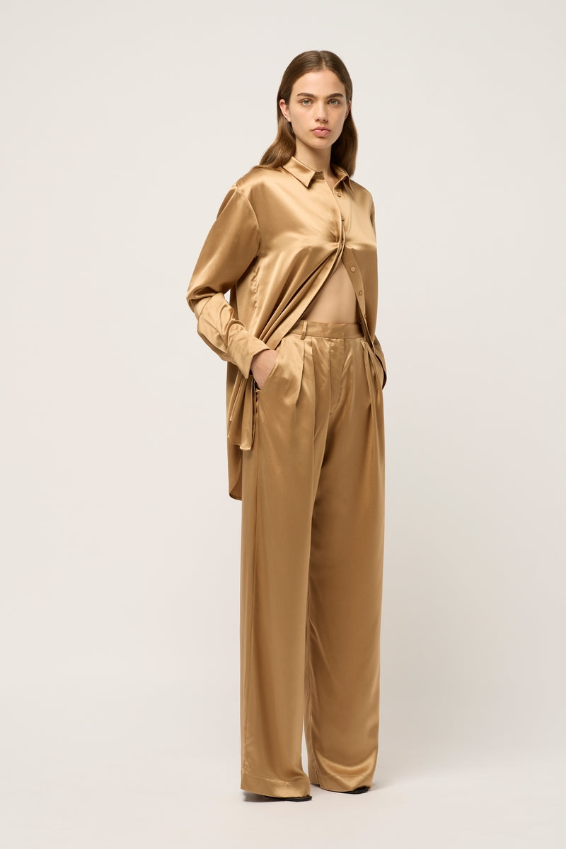 Gold sales silk trousers