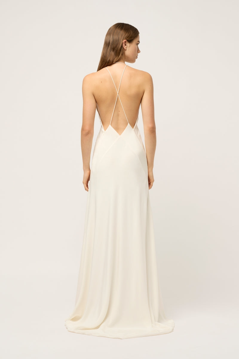 ALEXANDRA SILK CREPE MAXI DRESS - IVORY