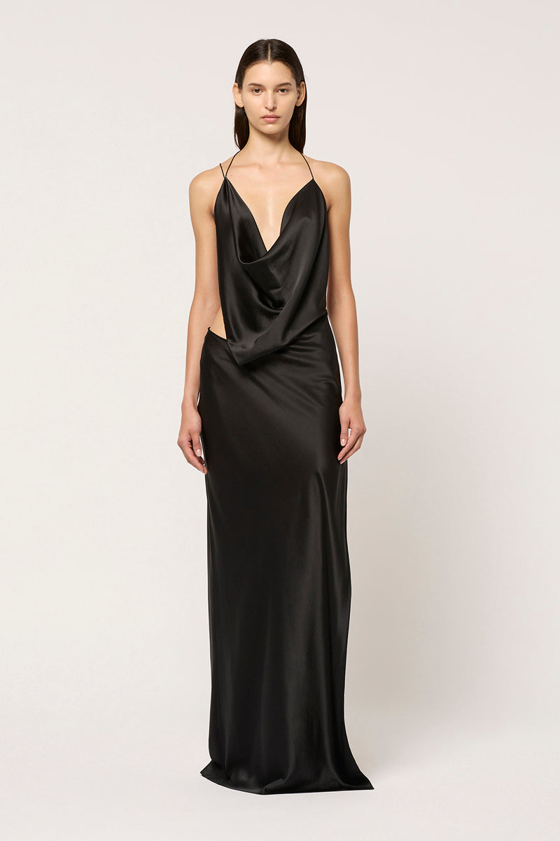 ICED BIAS MAXI DRESS - BLACK