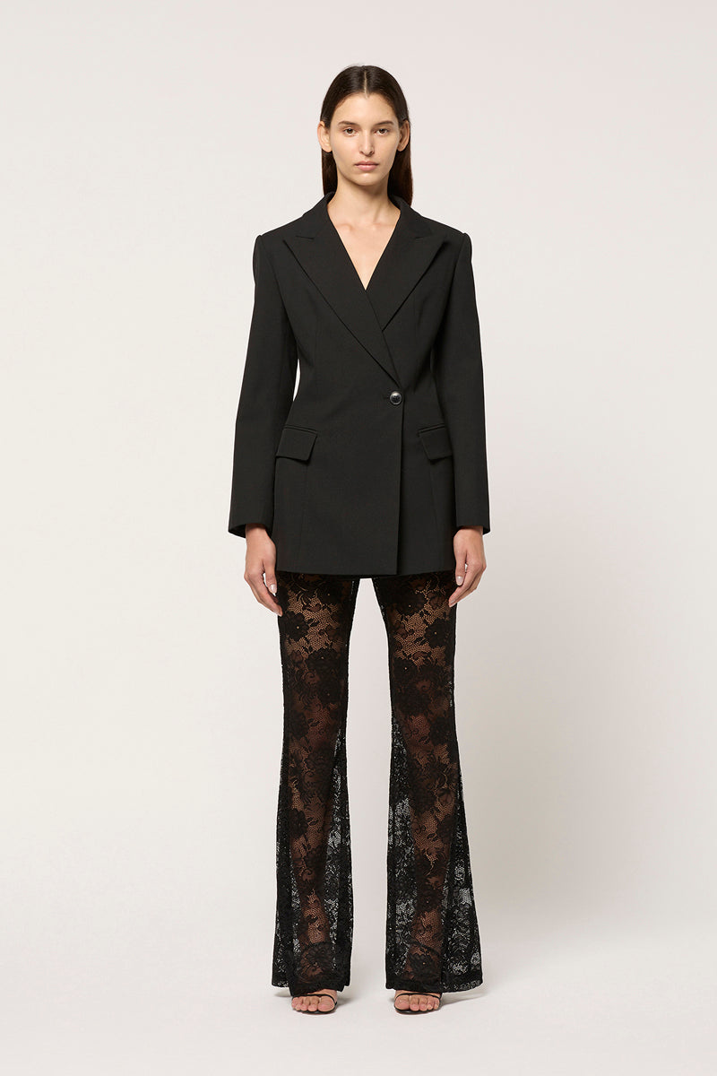 WOMENS LACE FLARED PANT - BLACK