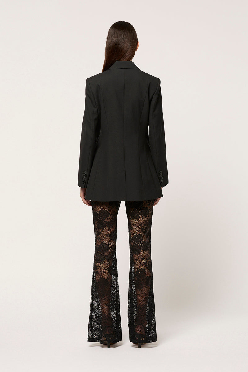 WOMENS LACE FLARED PANT - BLACK