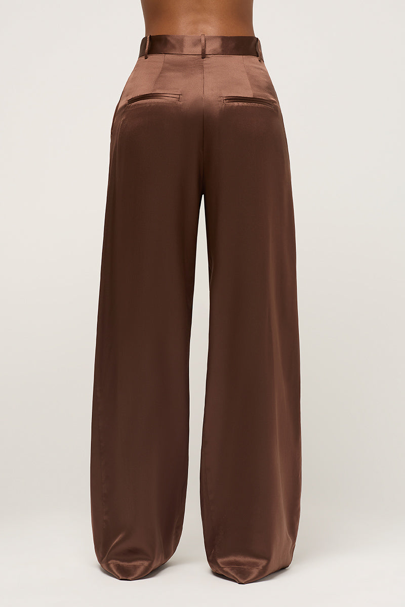RELAXED SILK BOY PANT - BROWN