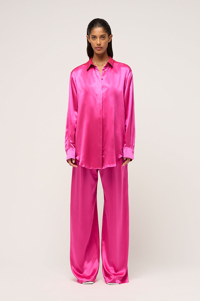 RELAXED SILK BOY SHIRT - PINK