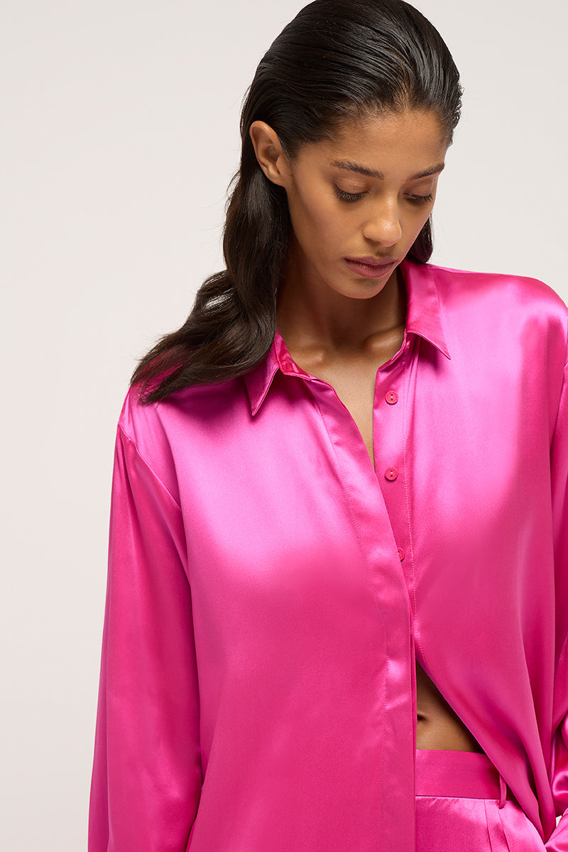 RELAXED SILK BOY SHIRT - PINK