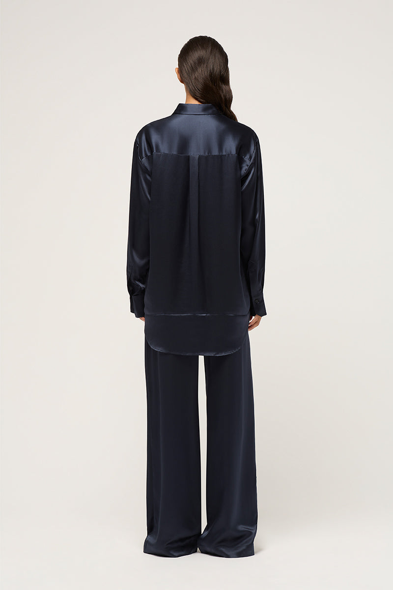 RELAXED SILK BOY PANT - NAVY